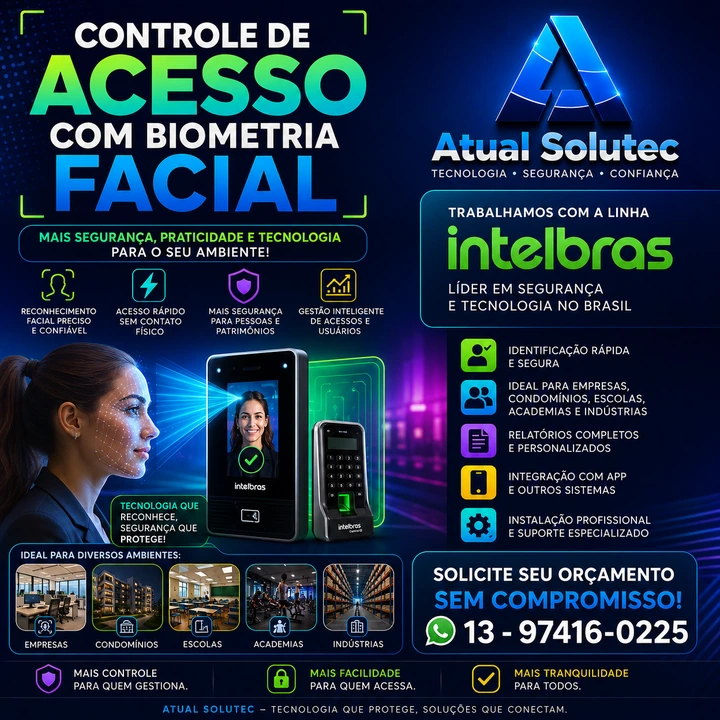 Controle de acesso e biometria facial — apresentação da Atual Solutec