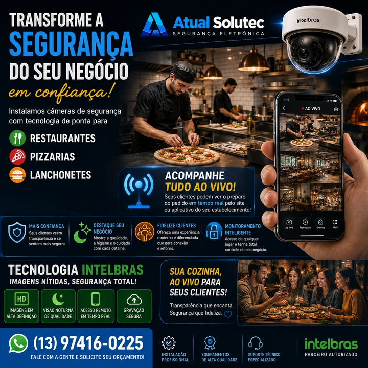 Segurança para restaurantes e alimentação — apresentação da Atual Solutec